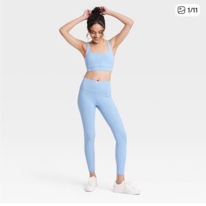 Joylab scalloped light blue leggings size large NWOT